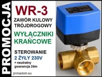 WR-3 Zawór KULOWY trójdrogowy elektrozawór 3/4 cal sterowanie 2 żyły