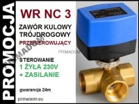 WR NC3 Zawór KULOWY 3-drogowy elektrozawór 1 cal