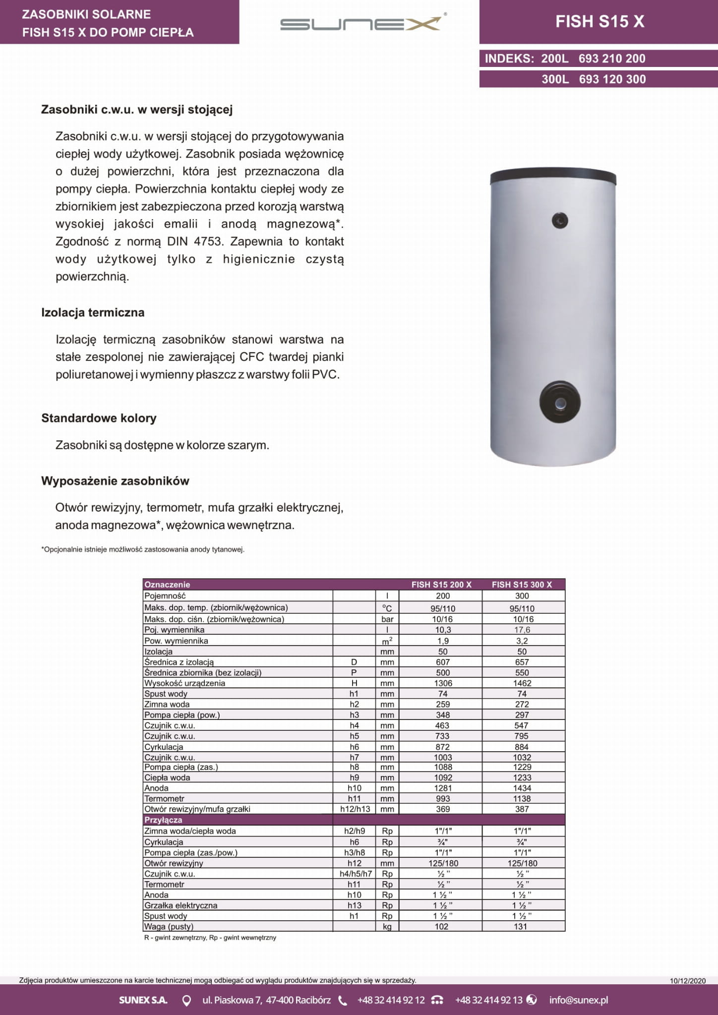 300L SUNEX FISH S15 X WYMIENNIK DO POMP CIEPŁA Z DŁUGĄ WĘŻOWNICĄ (1 ...